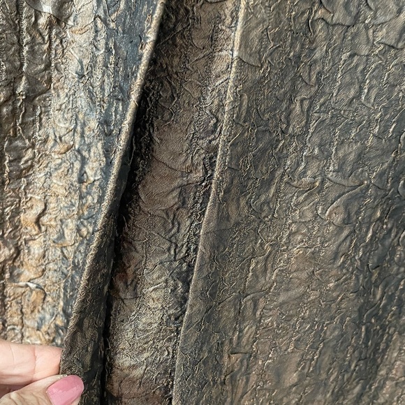 Flair women’s bronze brawn/ Copper , textured Crinkle effect size M long Jacket - Picture 6 of 10